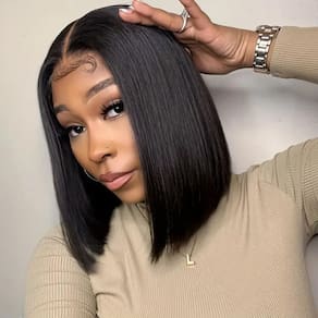 Peruca Amygirl Wear and Go Glueless Straight Bob 30 cm de cabelo humano