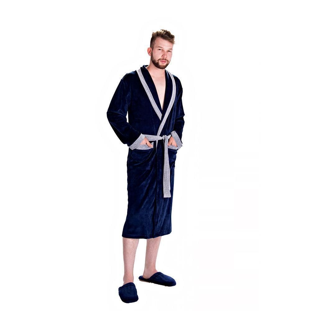 Roupão Masculino Em Plush Guilherme Inverno Tamanho M Cor Marinho 11