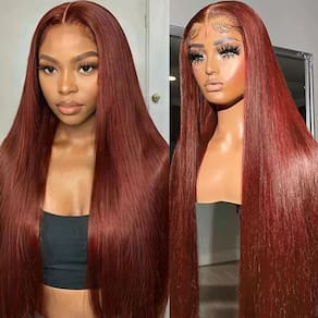 Perucas frontais de renda Rujoe, cabelo humano marrom avermelhado, 250 de densidade