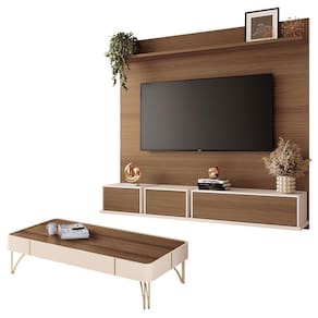 Home Suspenso Max e Mesa Cadenza Castanho Off White - HB Móveis