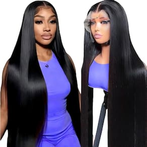 Peruca LICHANG, 34 polegadas, renda reta, cabelo humano frontal, 200% de densidade