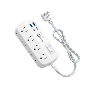 Cabo de extensão Power Strip Surge Protector de 2 pés com 8 tomadas e 4 USB