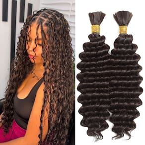 Cabelo trançado a granel EOOCET Deep Wave 22 polegadas 200 g marrom escuro