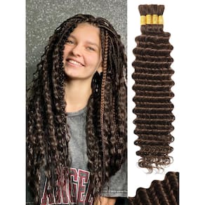 Cabelo trançado humano KULYMUWIG Castanho chocolate 20cm 100g x4