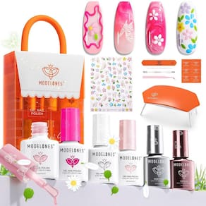 Kit de esmaltes em gel, modelos de verão, com luz UV e adesivos