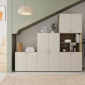 Kit Modular 3 Módulos 10 Portas 2 Kit Prateleira Frame Cabecasa madeiramadeira Acácia/Arenas