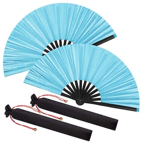 Ventiladores de seda dobráveis à mão Maitys Tai Ji Wathet Blue (pacote com 2)
