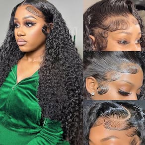 Perucas frontais de renda Water Wave Aatifa 70cm Cabelo humano 180% de densidade