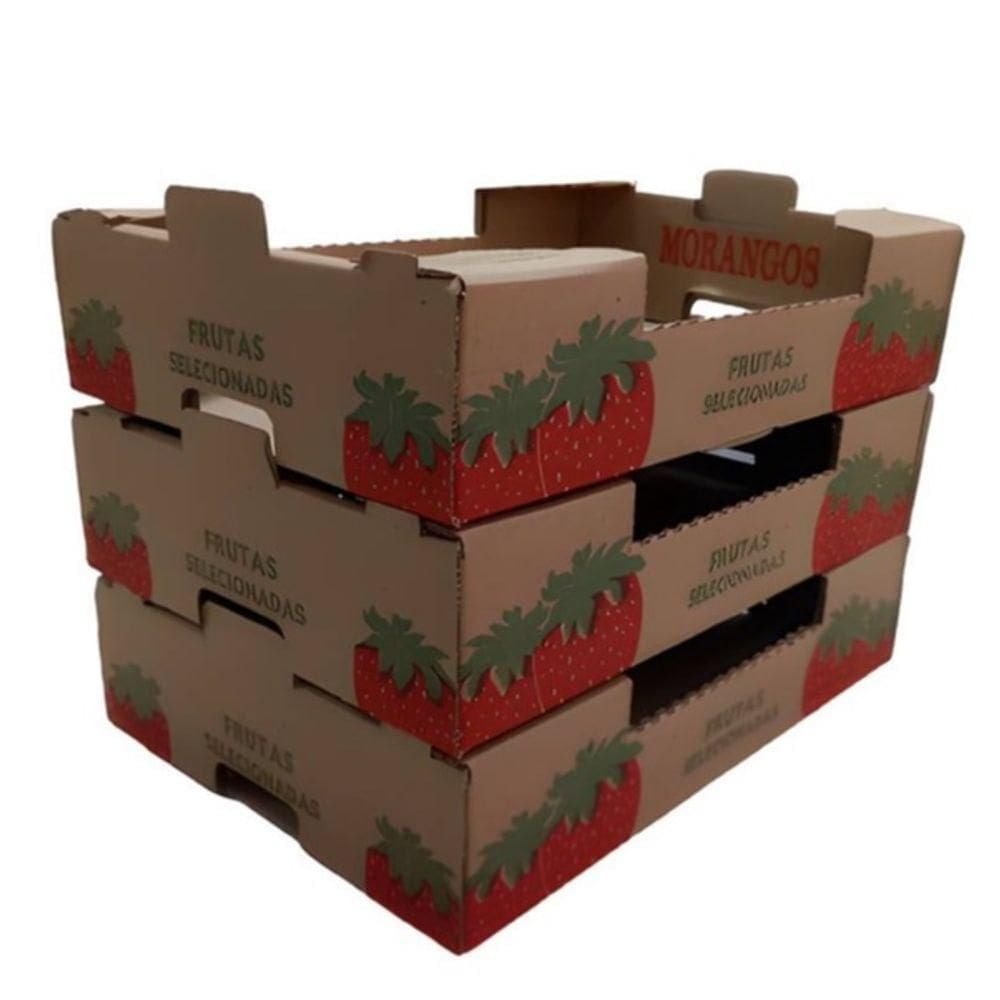 50 Caixas Papelão Para Morangos Montável 31,5x22,5x7,5