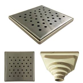 Ralo Anti Odor Inox 304 modelo 15x15 Bolinha Tela e Coletor Bege Saída Adapt de 40mm até 100mm