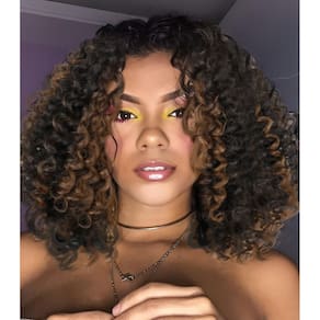 Peruca SISICLOUD Ombre Highlight Short Curly Bob 30cm sintética