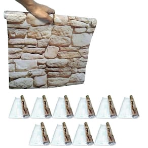 Papel De Parede Vinilico Kit 11 Uni Adesivo Pedra Rolo Lavavel