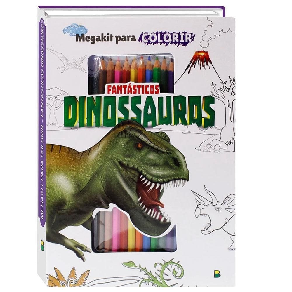 Megakit Para Colorir Com Lápis Cor Fantásticos Dinossauros