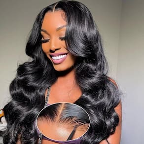 Peruca UWLK Body Wave com fecho de renda 100% cabelo humano 18"