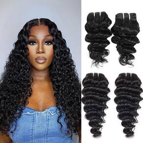 Pacotes de tecelagem de cabelo JTDebade Deep Wave 12A Brazilian 14+16cm