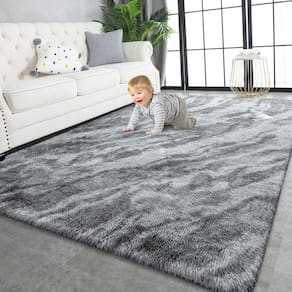 Tapete Area TWINNIS Super Soft Shaggy 150x240cm Cinza Preto