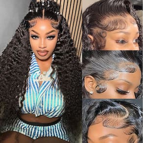 Perucas Aatifa Water Wave Lace Front 30 cm Cabelo humano 180% de densidade