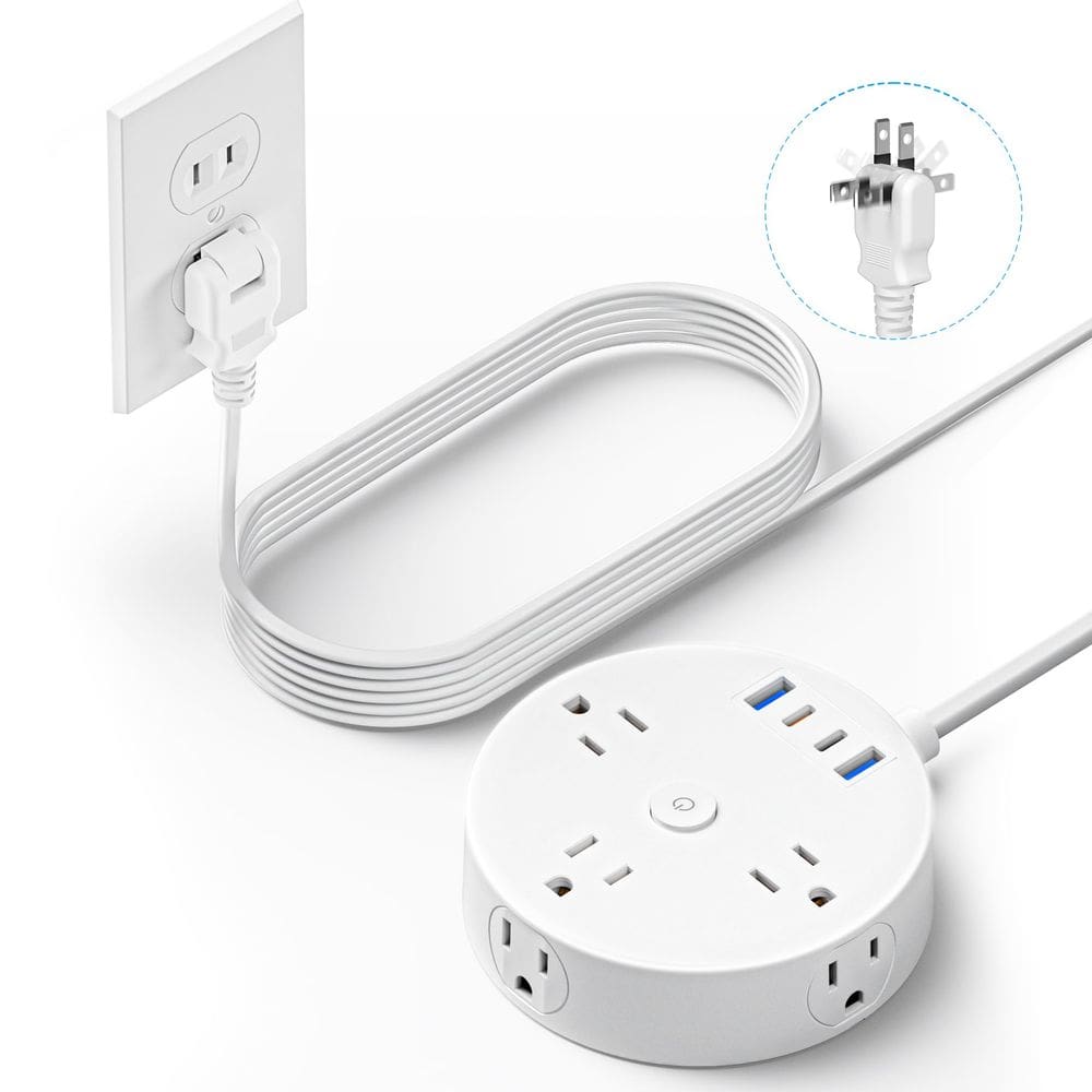 Faixa de alimentação Yozisital de 2 pinos a 3 pinos 6 tomadas 4 USB de 15 pés