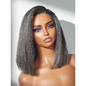 Peruca LUVME HAIR Grey Salt & Pepper Bob 30 cm pré-cortada sem cola