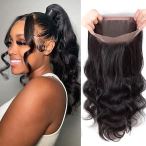 Fecho frontal de renda 360 HD Body Wave 150% Densidade 25cm