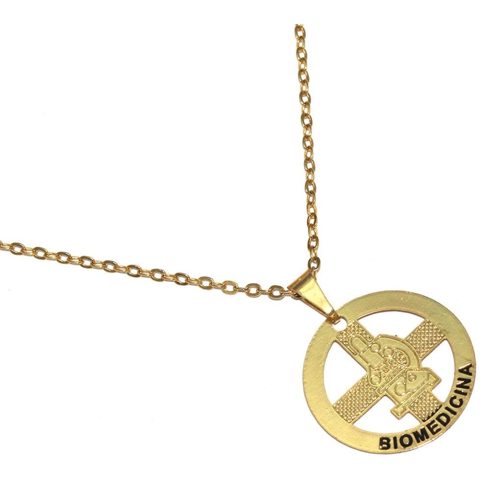 Colar Minha Profissão Biomedicina Biomédico Folheado 18k
