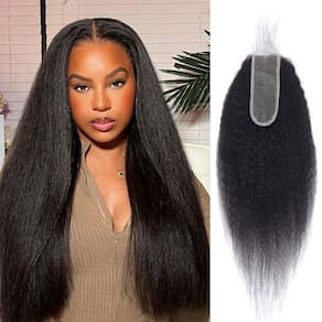 Fecho de renda DSEKCAIN Kinky Straight 20 cm HD Lace 100% cabelo humano