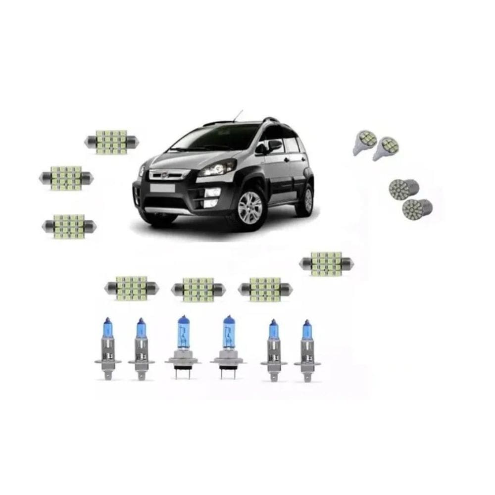 Kit Lâmpadas Fiat Idea 2006/2010 Super Brancas 8500K + Leds