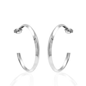 Brinco De Argola Casual Aço Inoxidável Antialérgico Prateada