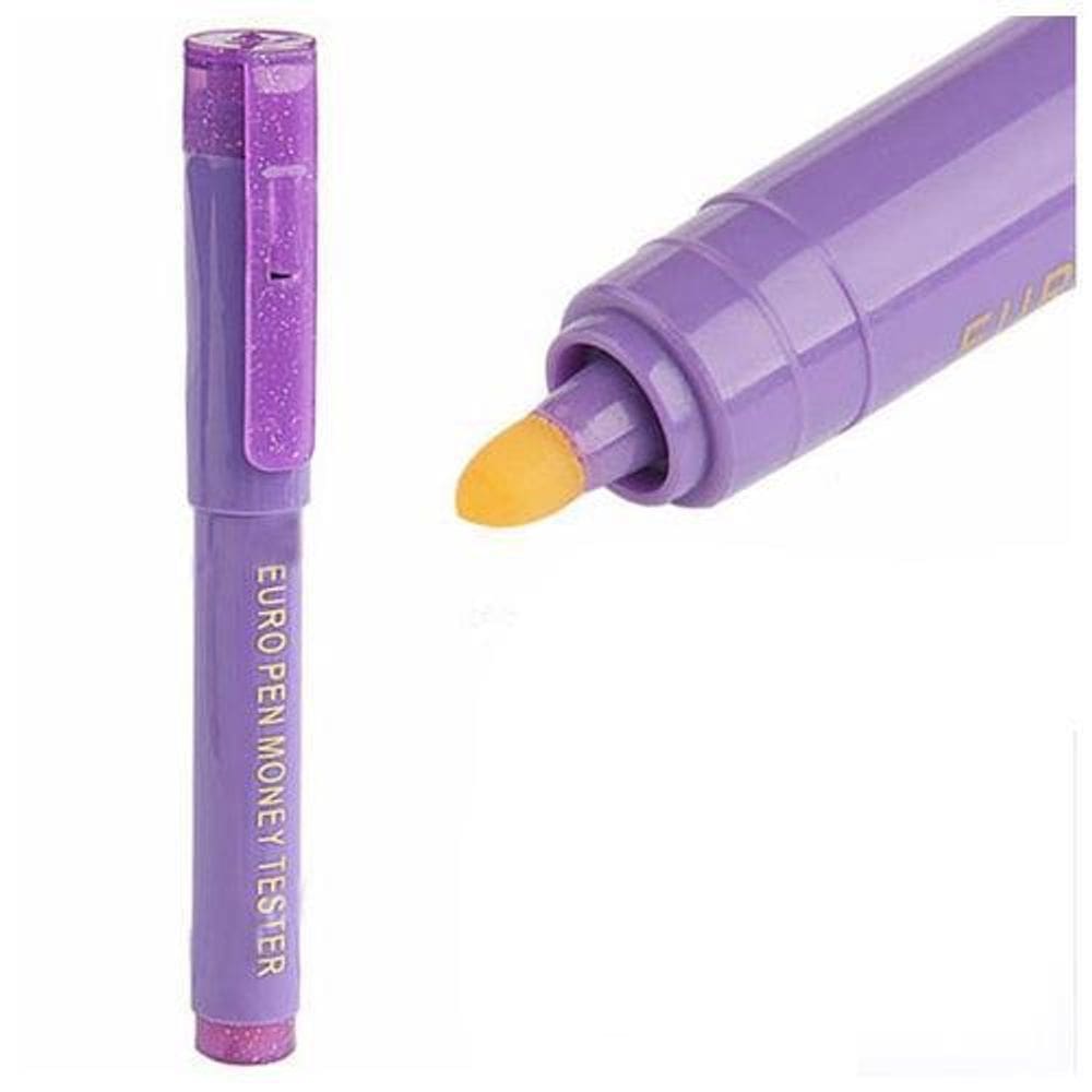 Caneta Euro Pen Testador De Dinheiro Nota Falsa Lilás