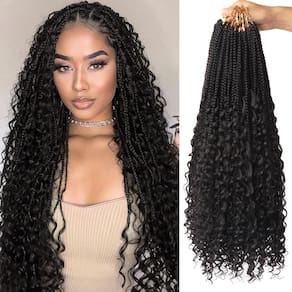 Crochet Hair Diha Goddess Box Braids com pontas encaracoladas, 24 polegadas e 8 pacotes