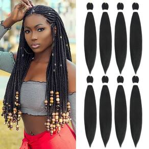 Cabelo trançado pré-esticado FIRSTCYH HAIR 20cm 1B para mulheres