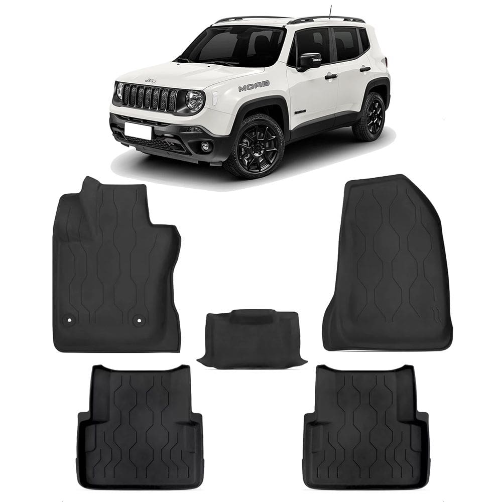 Tapete para Jeep Renegade 2015 a 2025 com Bordas Elevadas Antiderrapante Tipo Bandeja Jogo 5 Peças