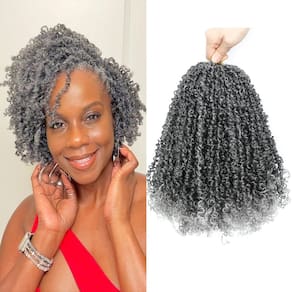 Crochet Hair Youngther Yanky Twist 12 polegadas M1B/GREY para mulheres
