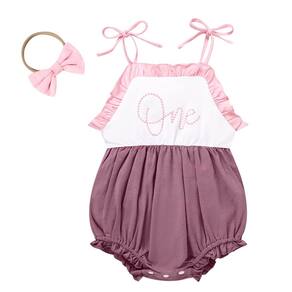 Roupas TITKKOP Baby Girl 1st Birthday Bubble Romper roxo 12-18M
