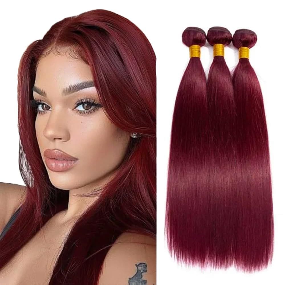Pacotes de cabelo Vinmdonm 99J Burgundy Straight 30 35 40cm 3x100g