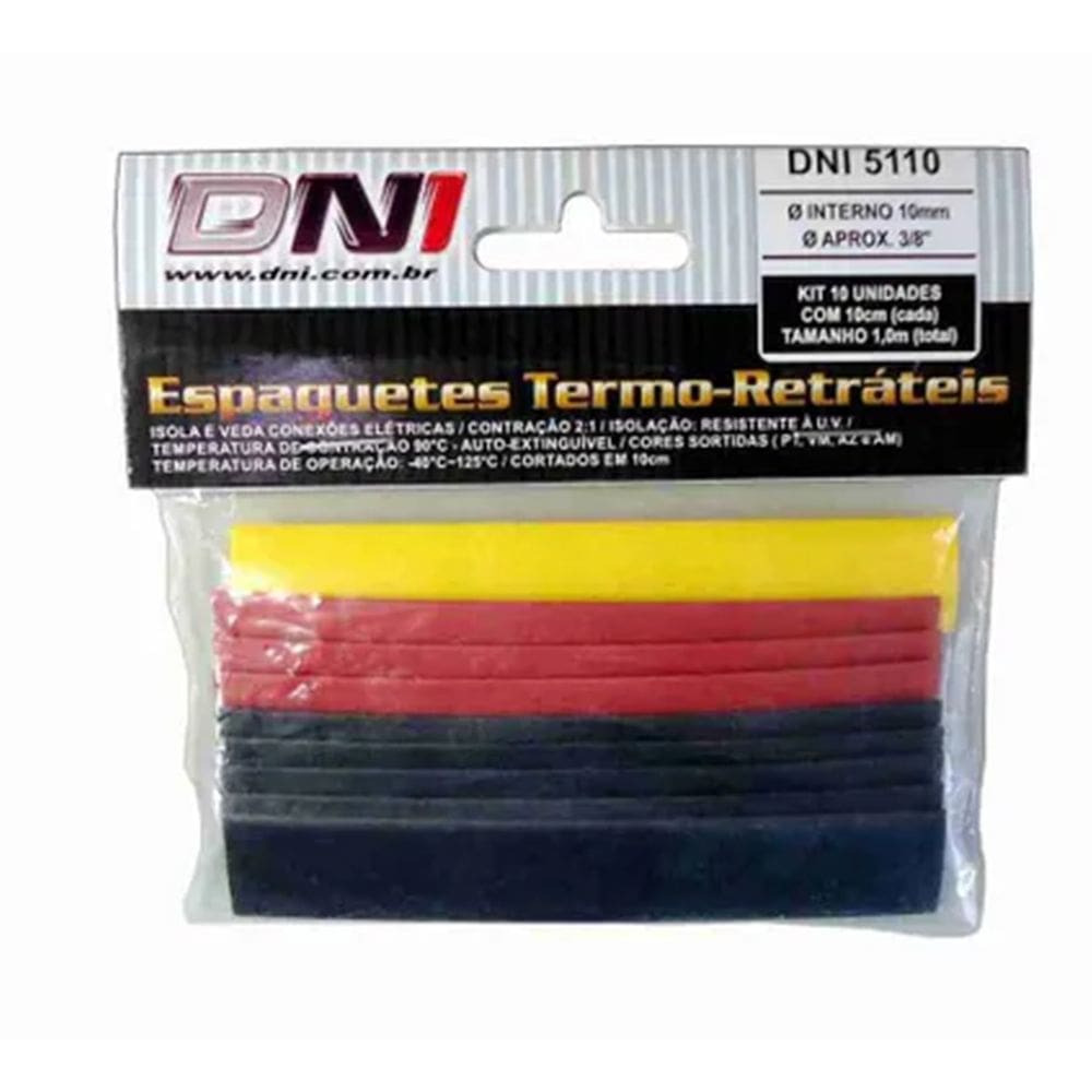 Kit 10 Tubo Isolante Espaguete Termoretrátil 10mm Dni5110