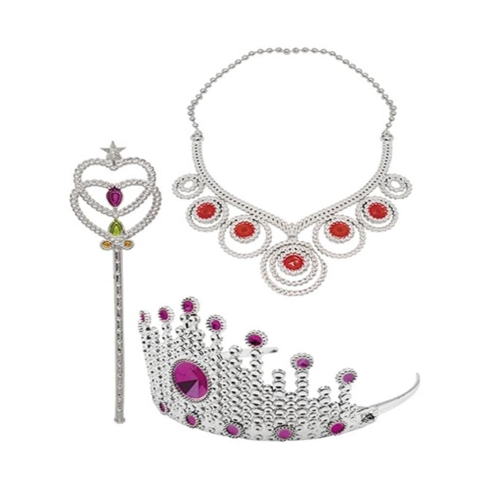 Kit Acessorios Princesa Coroa Festa Bela Adormecida Varinha Colar Rapunzel Luxo
