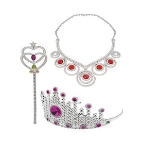 Kit Acessorios Princesa Coroa Festa Bela Adormecida Varinha Colar Rapunzel Luxo