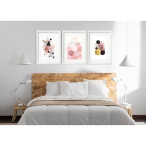 Kit 3 Quadros Grandes Abstratos Hexagonos 60X48Cm