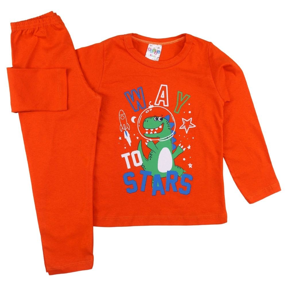 Conjunto Pijama Infantil Masculino Meia Malha Estampa Longo