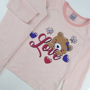 Conjunto Pijama Infantil Feminino Meia Malha Estampado Longo