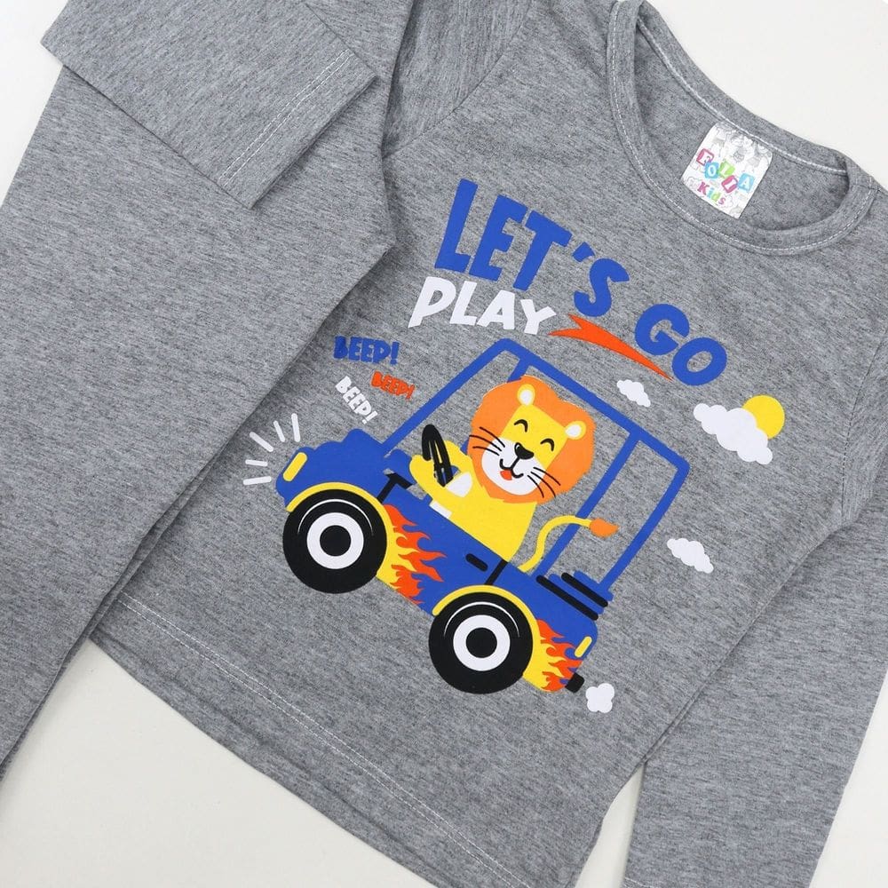 Conjunto Pijama Infantil Menino Meia Malha Estampa Longo