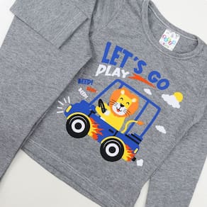 Conjunto Pijama Infantil Menino Meia Malha Estampa Longo