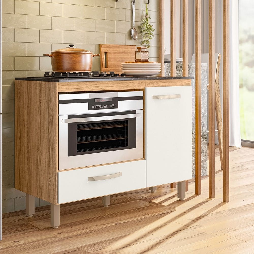 Balcão para Cooktop Fit Freijó Off White Nicioli