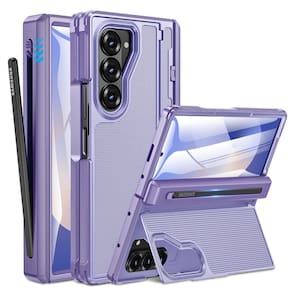 Capa Caka para Samsung Galaxy Z Fold 6 com porta-canetas S roxa