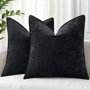 Capas de almofada DecoruHome Chenille 26x26 cm, conjunto de 2 pretas