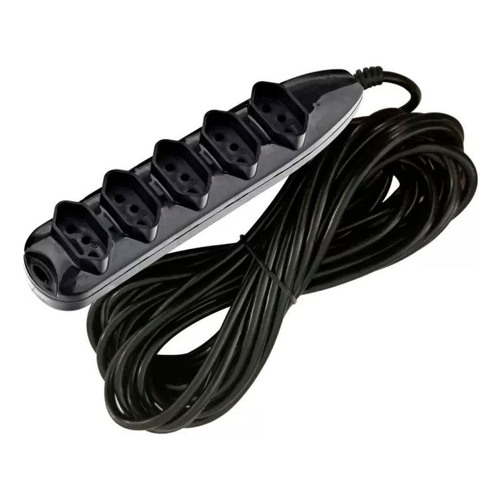 Extensão Cabo Elétrico 5 Metros 5 Tomadas 3 Pinos Bivolt