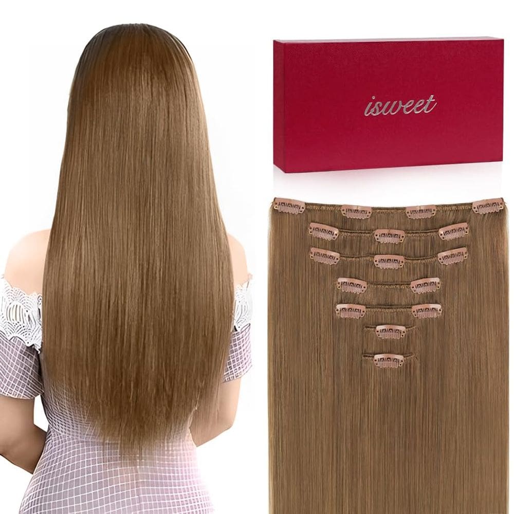 Extensões de cabelo ISWEET Straight Clip em 14&quot; 95g #14 Brown