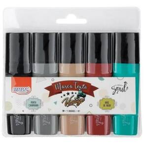 Marca Texto Vintage BRW CA2018 - 5 Cores, Ponta Chanfrada