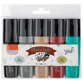 Marca Texto Vintage BRW CA2018 - 5 Cores, Ponta Chanfrada